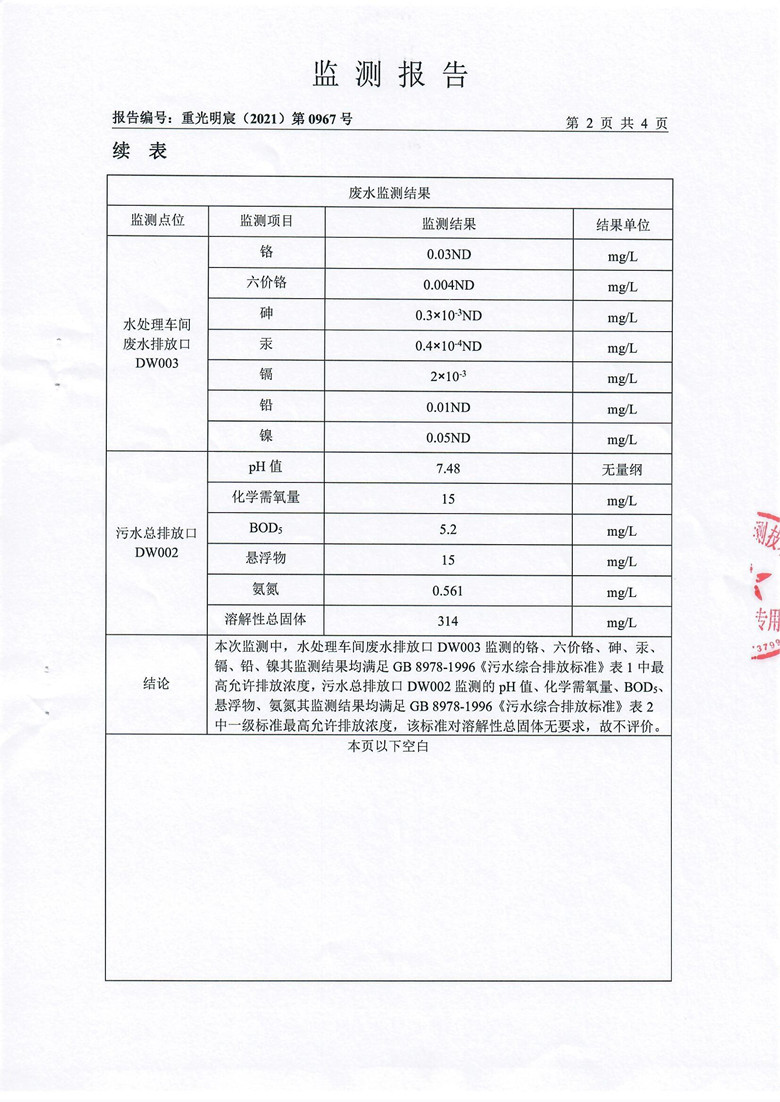 陕西省商南县东正化工有限责任公司2021年第二季度废水监测报告(图4)
