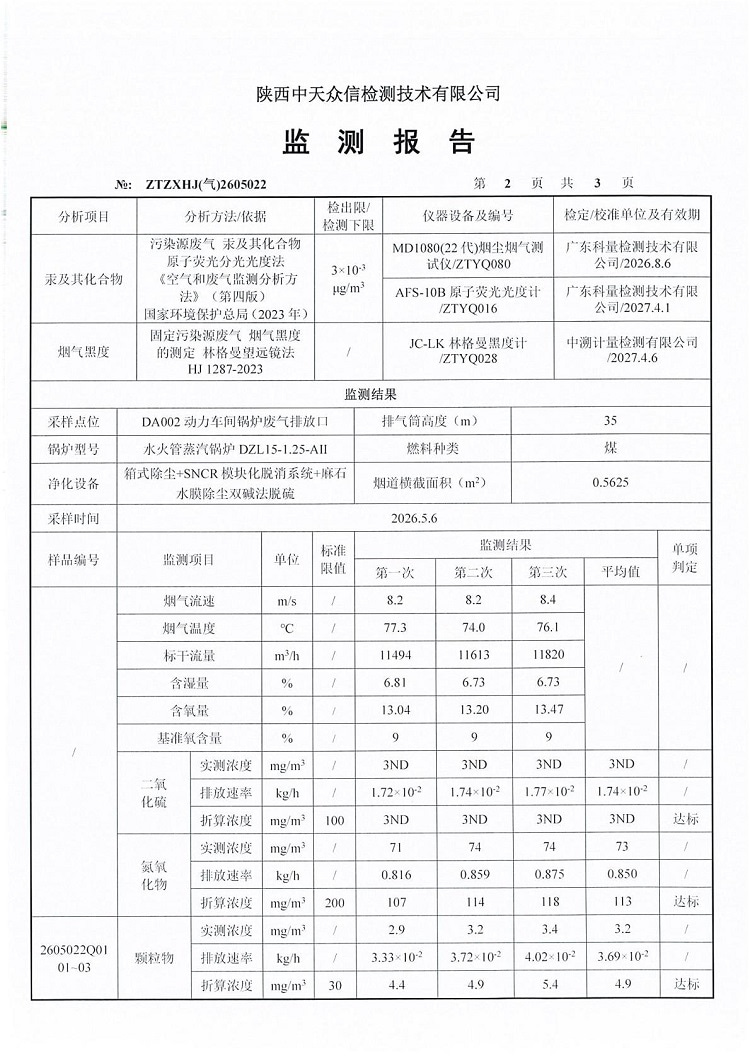 东正化工2026年5月份DA002废气监测报告(图4)
