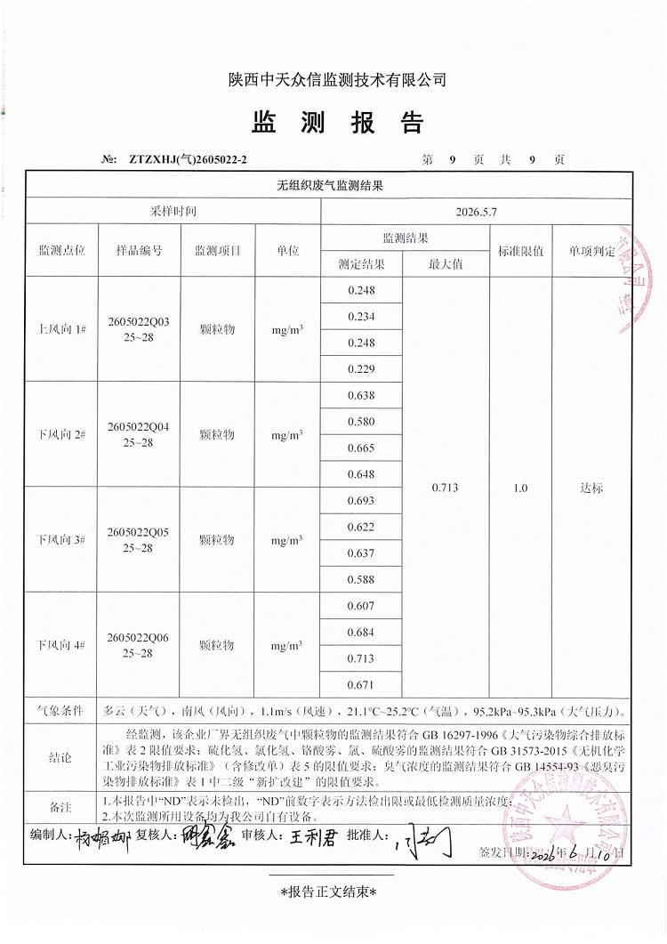 东正化工2026年二季度厂界废气监测报告(图11)