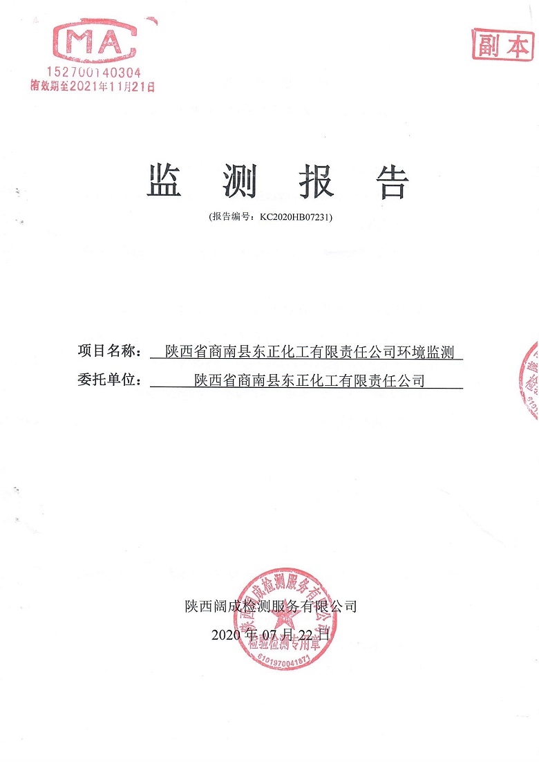 东正化工2020年7月环境监测报告(图1)