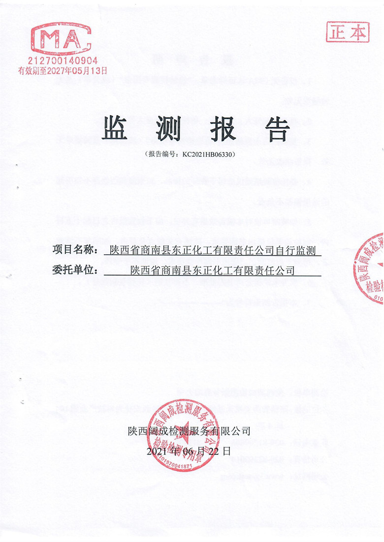 东正化工2021年6月自行监测报告(图1)