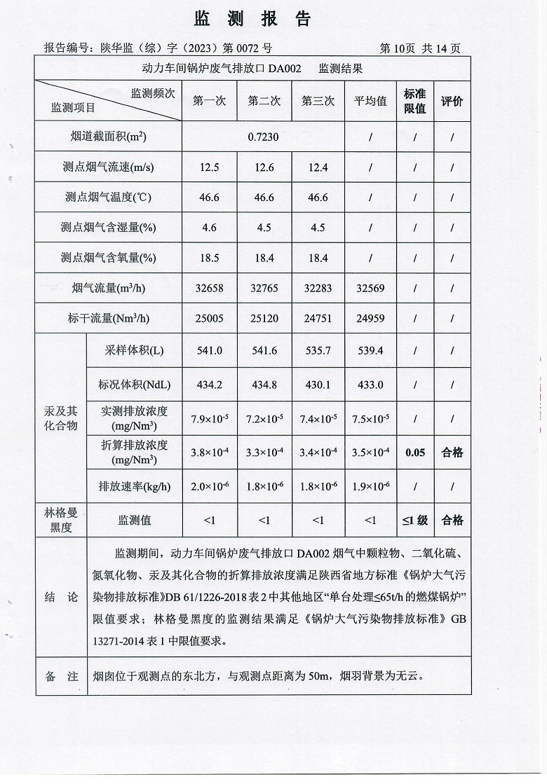 东正化工2023年第一季度污染物排放监测报告(图11)