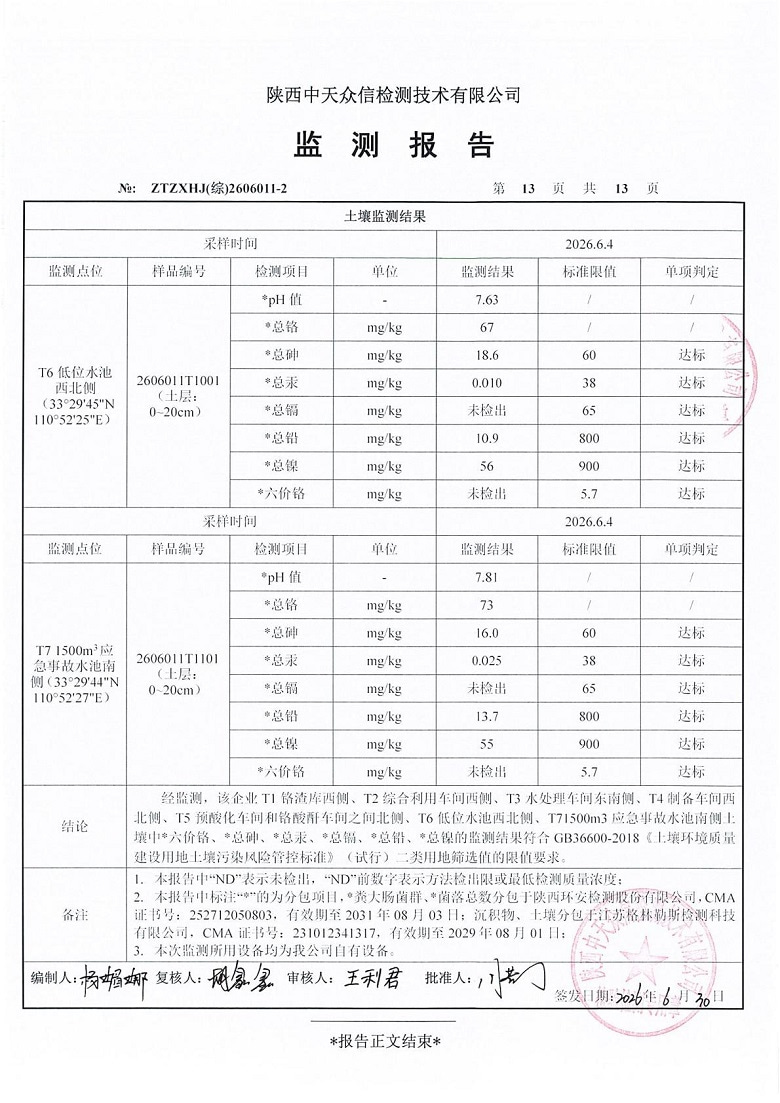 东正化工2026年6月份地表水、地下水及土壤监测报告(图15)