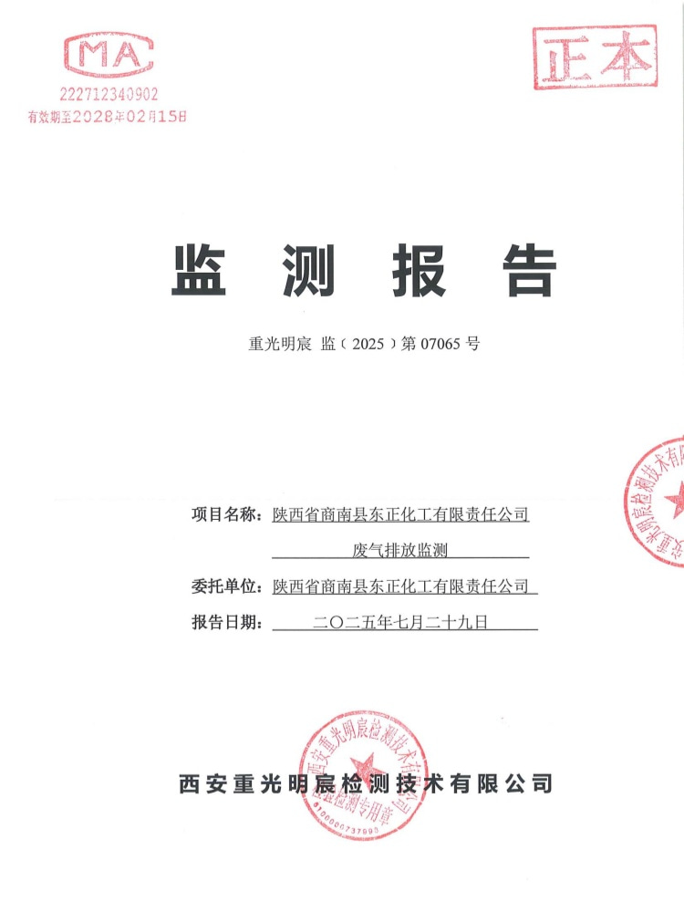 东正化工2025年7月废气排放监测报告(图1)