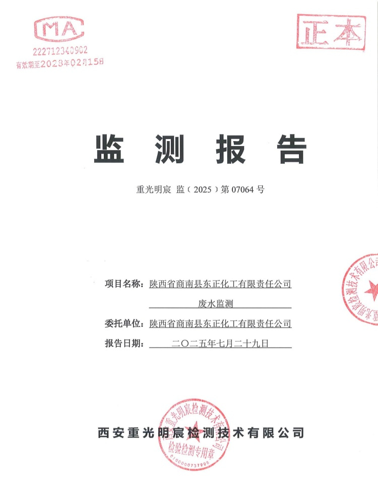 东正化工2025年7月废水监测报告(图1)