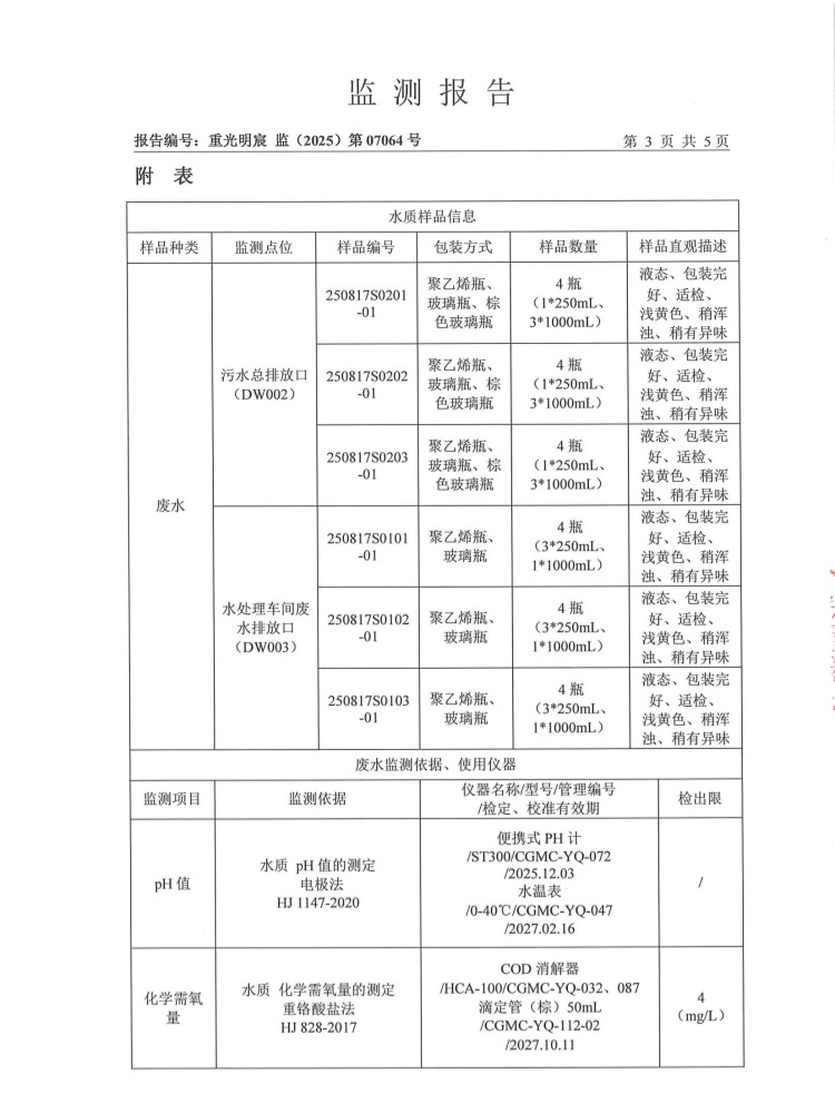 东正化工2025年7月废水监测报告(图5)